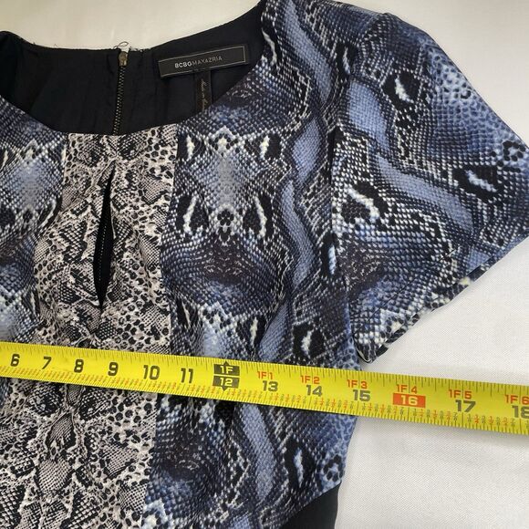 BCBGMaxAzria Women’s Chloe Snakeskin Keyhole Multicolor Short Shift Dress XS - Picture 8 of 15